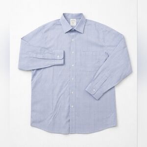 Brooks Brothers Classic Dress Shirt Windowpane Plaid Blue 15 1/2 35 Long Sleeve